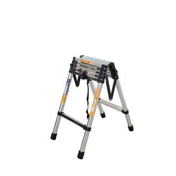 Escalera telescópica de acero inoxidable con seis escalones para uso doméstico o de oficina