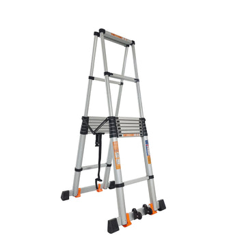 Escalera de extensión telescópica de aleación de aluminio portátil de 3,5 m con polea plegable para uso en exteriores