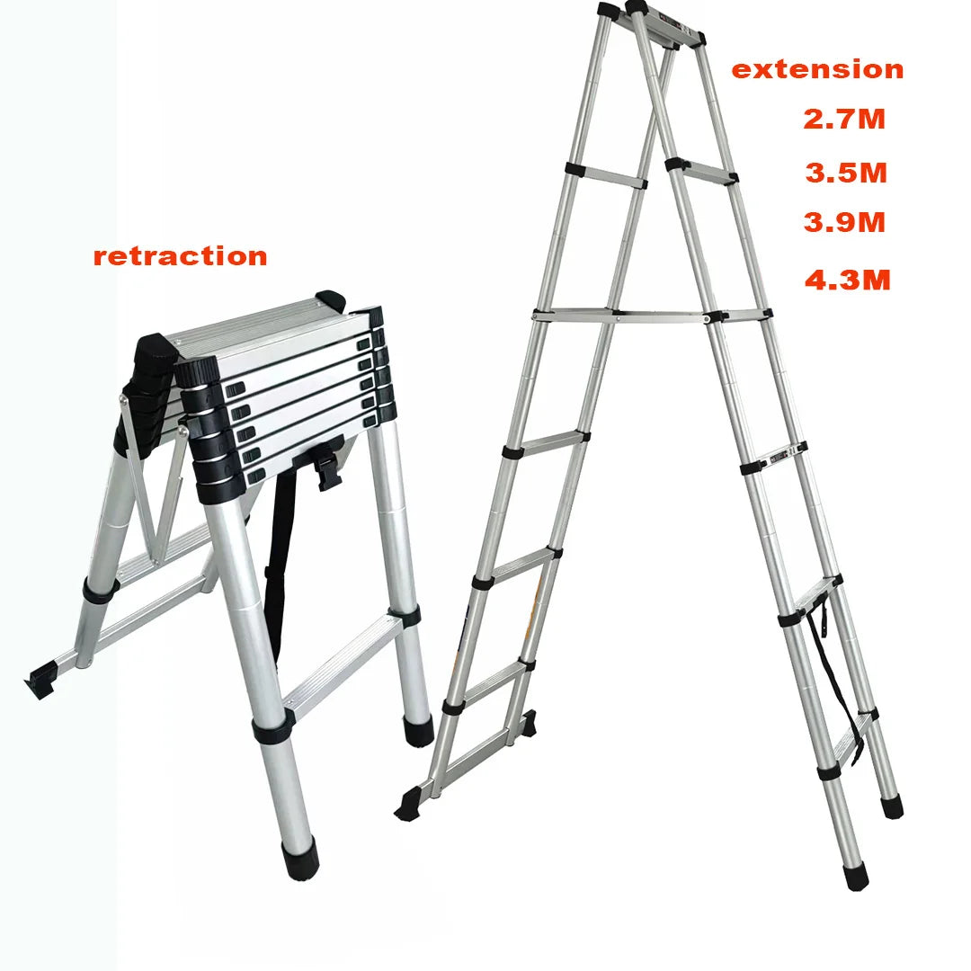 Escalera de extensión de aluminio telescópica de doble cara de 2,3 M de estilo industrial Diseño plegable para exteriores