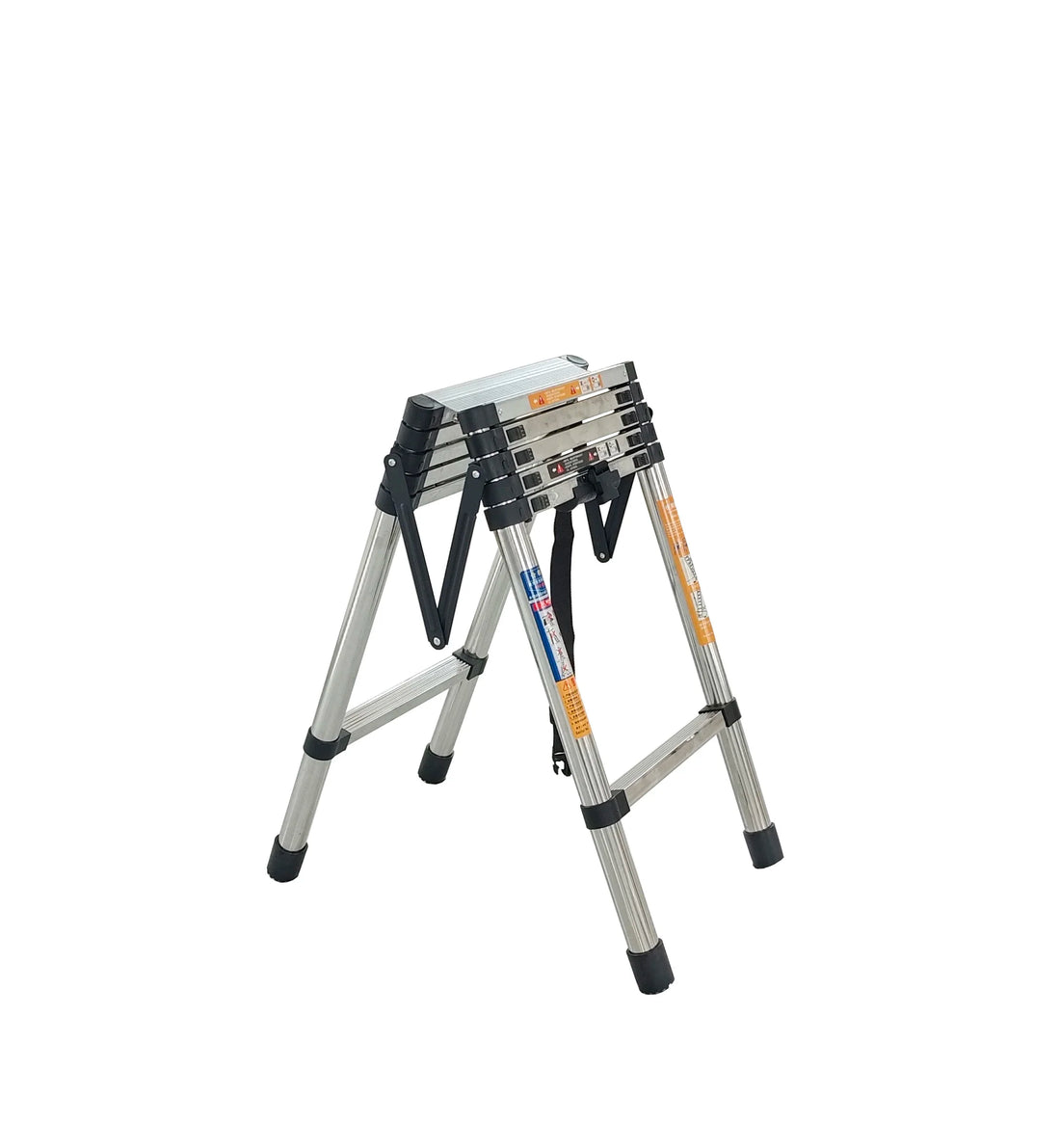 Escalera telescópica de acero inoxidable con seis escalones para uso doméstico o de oficina