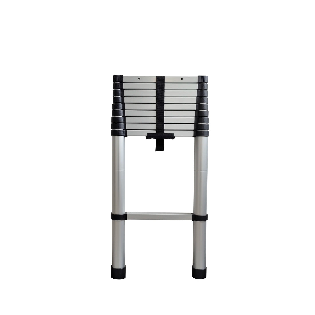 Escalera plegable de extensión telescópica de aluminio plateado de 3,9 M, estructura combinada para exteriores, aplicación de plegado escalonado
