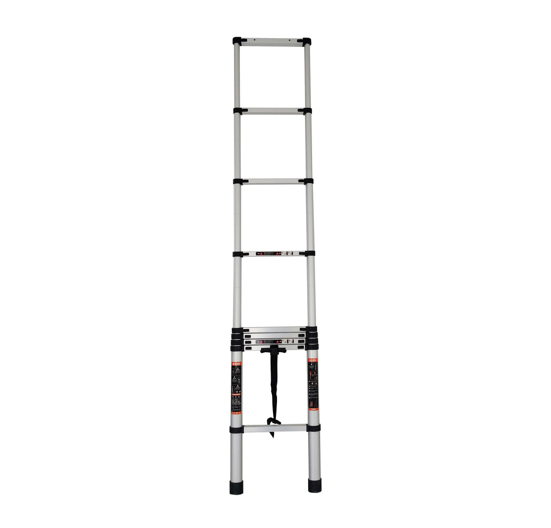 Escalera telescópica de aluminio portátil de 2,7 m, escalones plegables ligeros antideslizantes para interiores/exteriores con diseño moderno