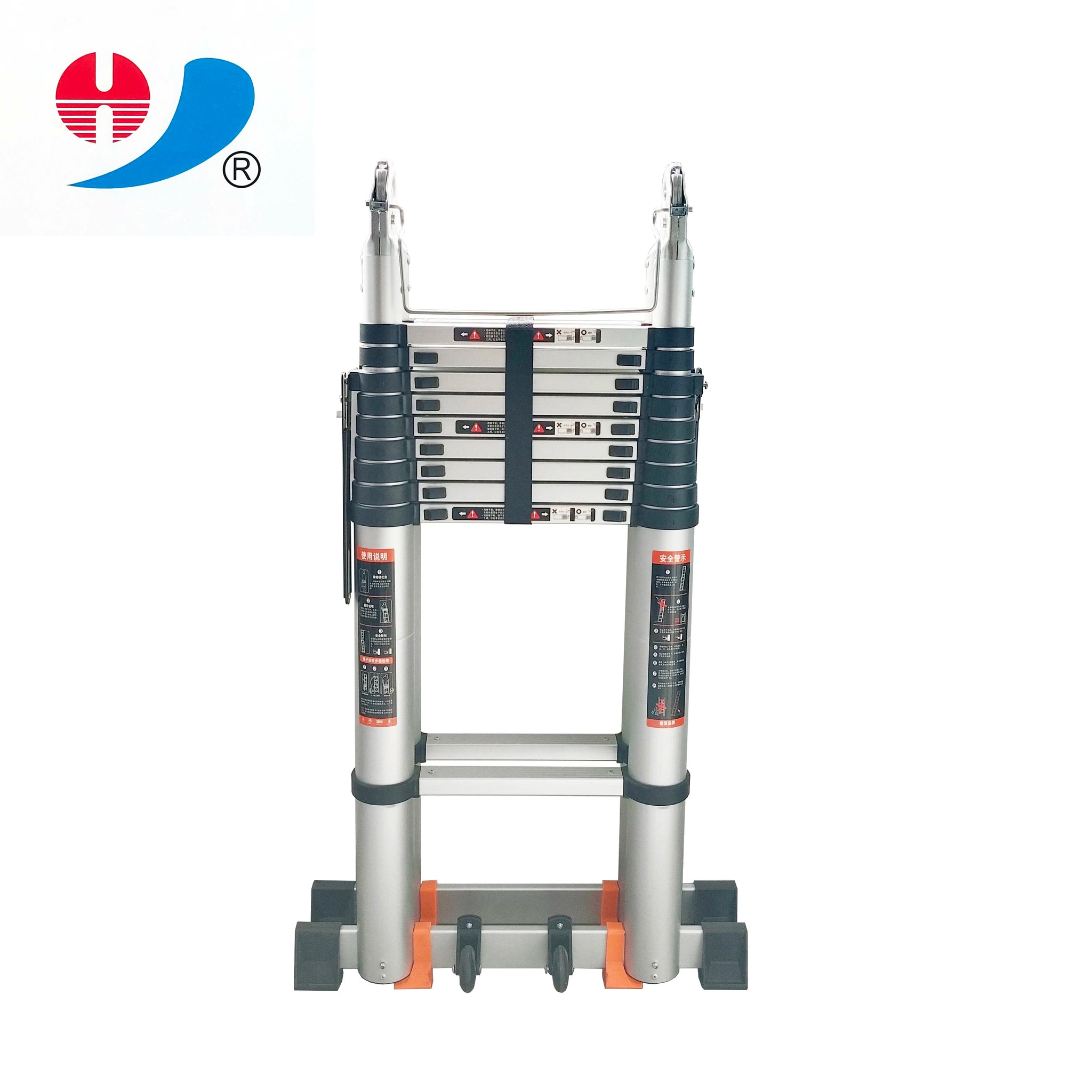 Escalera telescópica multiusos de aluminio de 4,1 m de estilo de diseño moderno, escalones de combinación plegables