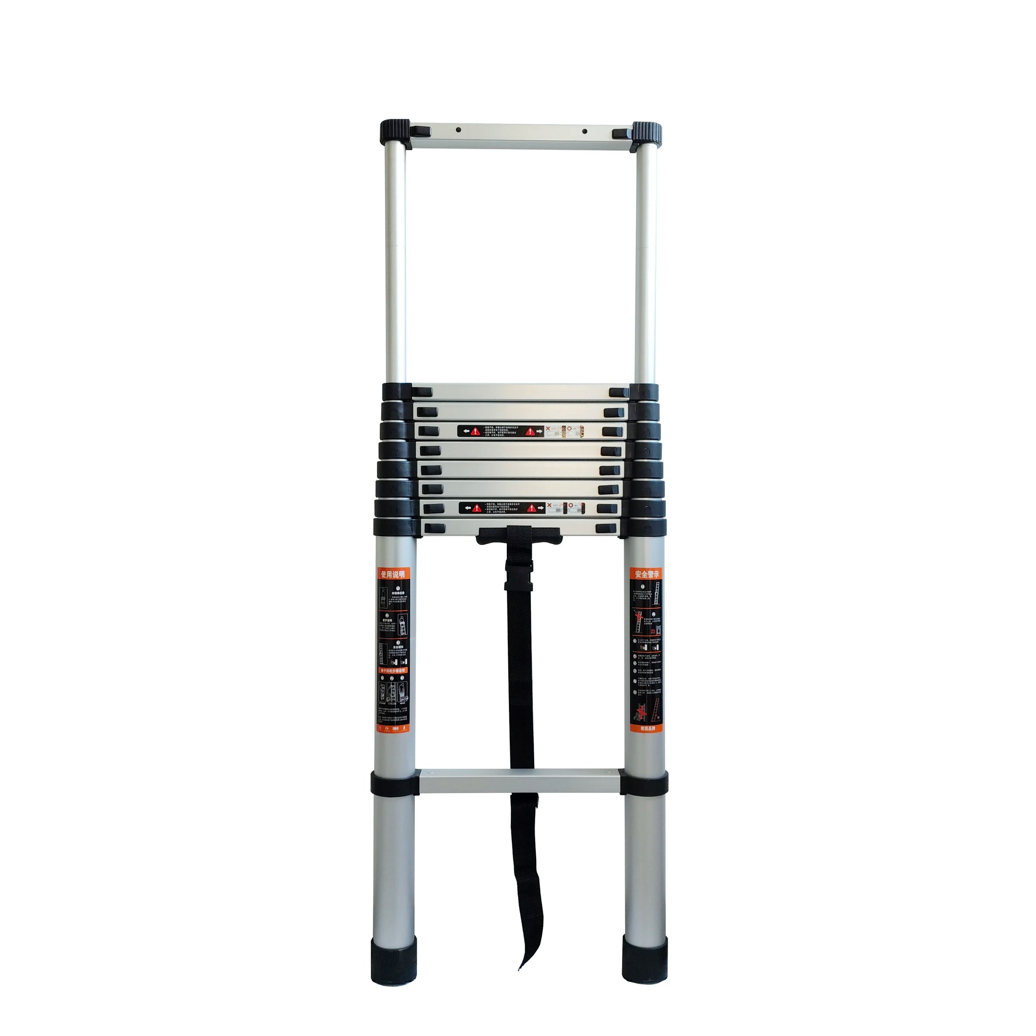 Escalera plegable de extensión telescópica de aluminio plateado de 3,9 M, estructura combinada para exteriores, aplicación de plegado escalonado